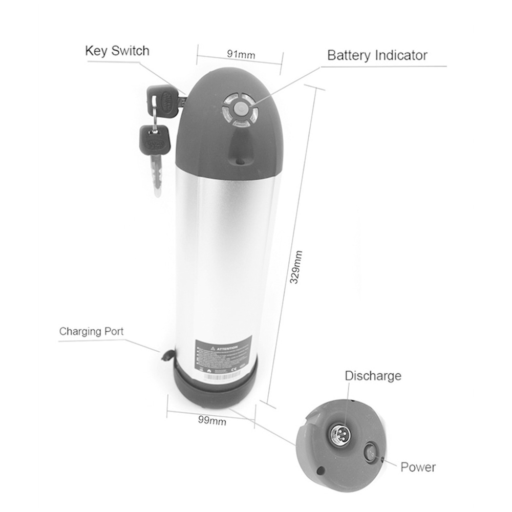 36v Waterbottle Lithium Battery